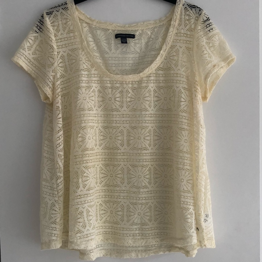 American Eagle Ivory Lace Tee
